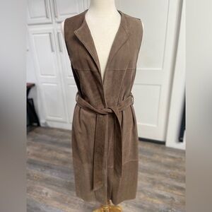 Bailey 44 Medium Lamb Silk Brown Sleeveless Suede Open Front Seven Voyages Vest